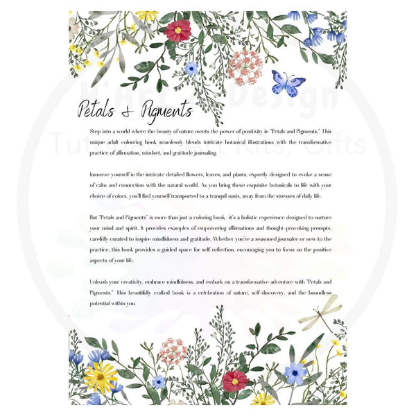 Petals and Pigments - Journal and adult colouring book (physical book)