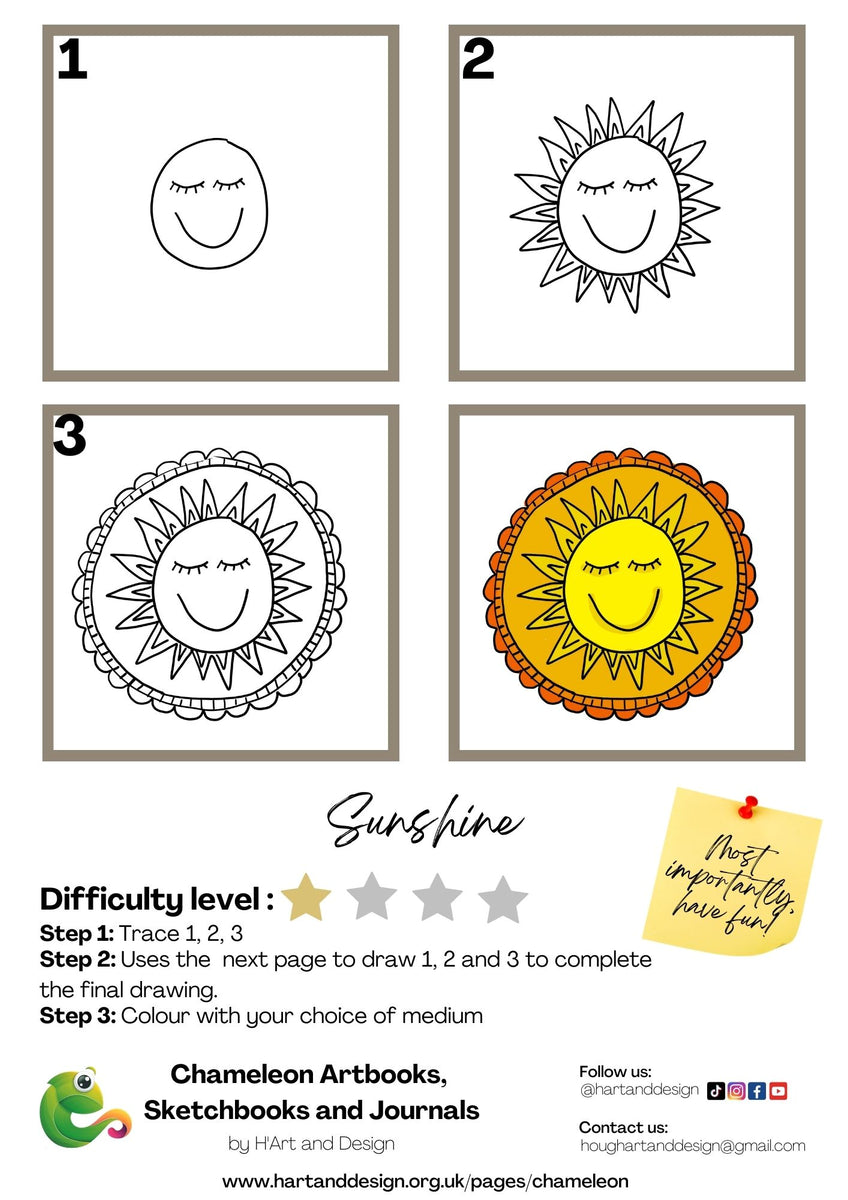 Free.. Learn to Draw Worksheets Step by Step How to draw a sunshine