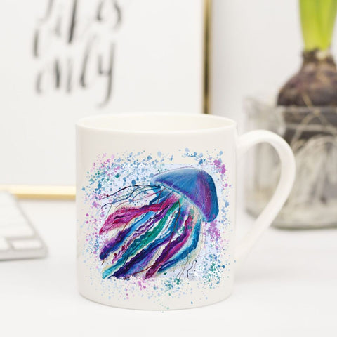 Nature's Own - Jellyfish bone china mug -  handprinted