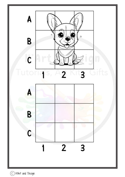 Dog printed colouring in and activity sheets for daily art wellness activities online you tube tiktok, instagram facebook PRINTED