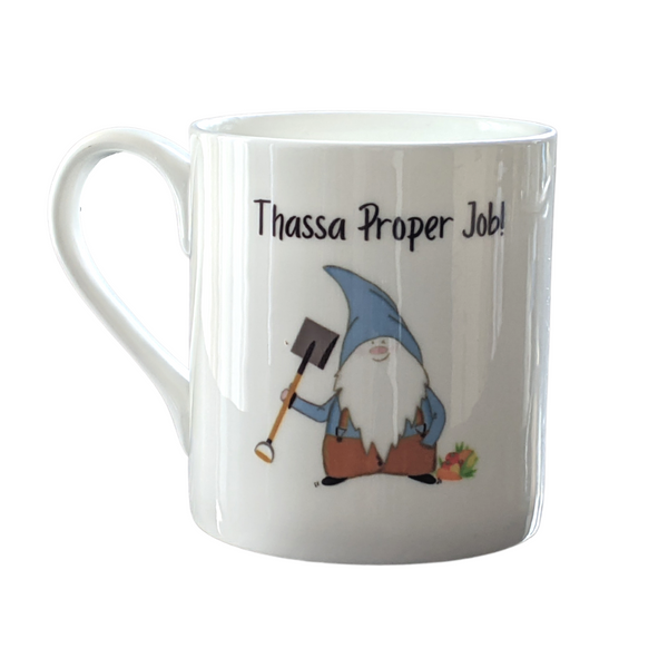 Cornish Gnome Mug - Farmer Proper Job -bone china, handprinted