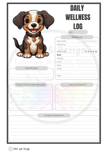 Dog printed colouring in and activity sheets for daily art wellness activities online you tube tiktok, instagram facebook DOWNLOAD