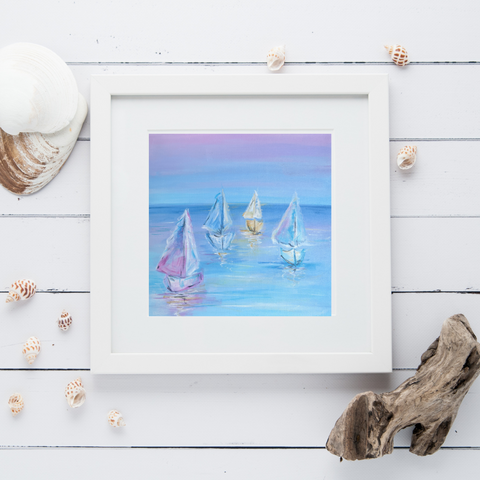 Nature's Own - Pastel Boats painting as a print