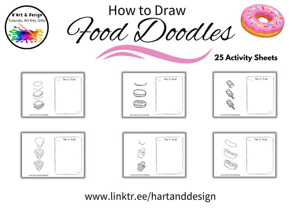 Learn to draw cute food doodles for all ages at beginner level PRINTED