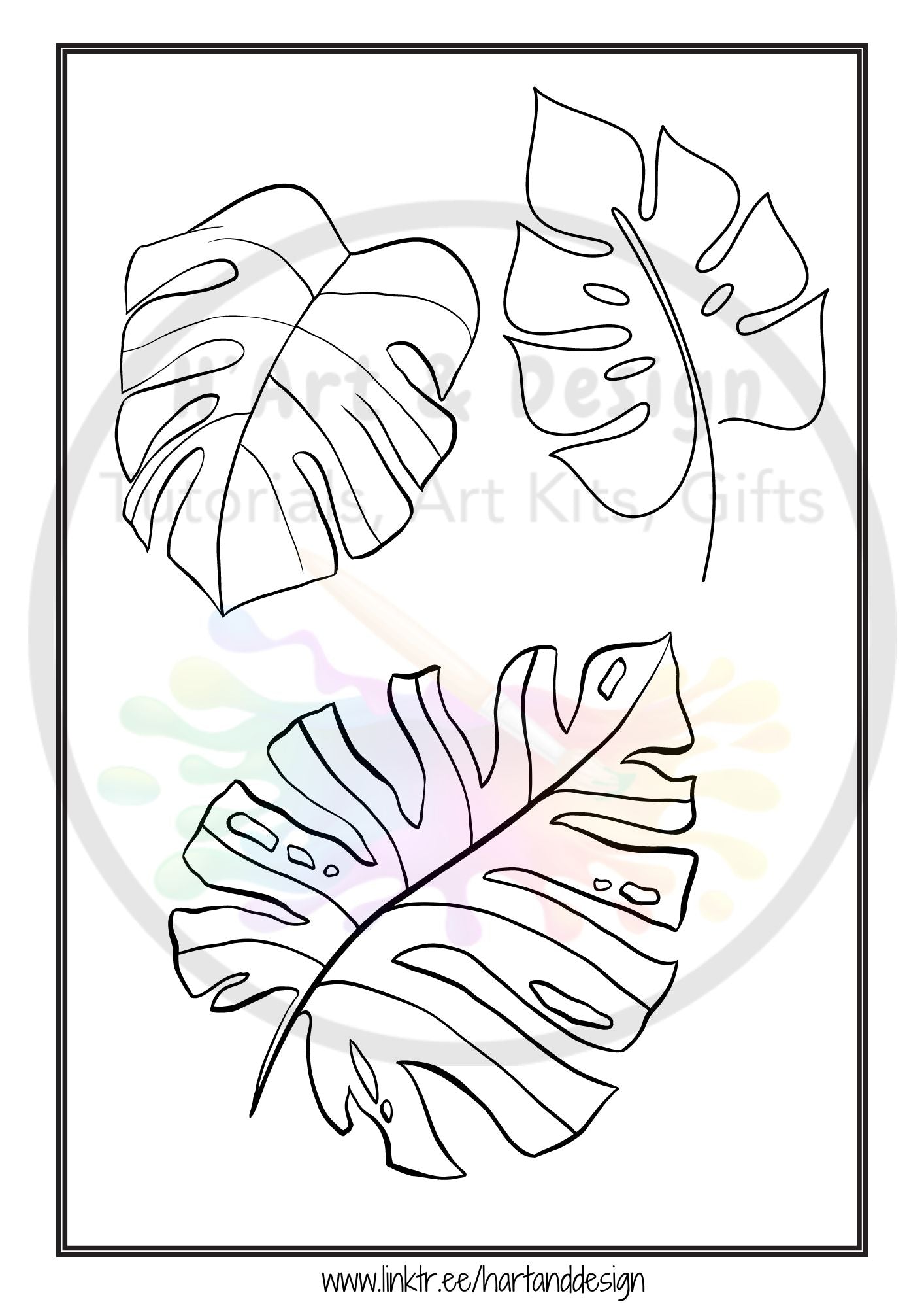 Leaf colouring in sheets, learn to draw sheets,  printable colouring in,  printable colouring page, download colouring page