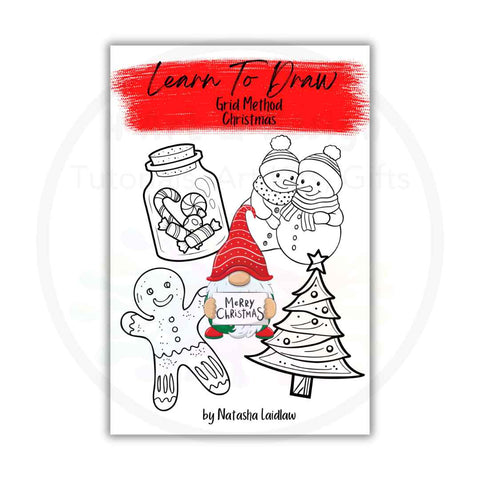 Learn to draw Christmas -grid method - for all ages at beginner level (download printable)
