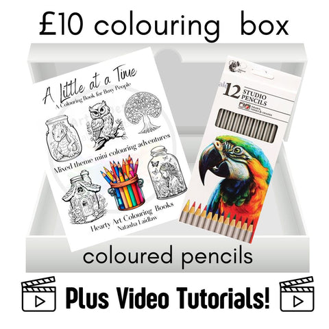 Adult Colouring Book Gift Set £10 / Craft Set Soft Cover Regular Edition with coloured pencils