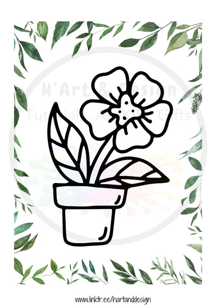 Potted Plants colouring in sheets - 30 pages printable colouring in, printable colouring page, download colouring page PRINTED
