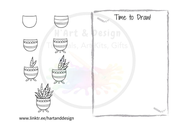 Potted Plants learn to draw pack Printed