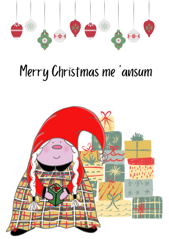 The Cornish Gnome - Dearovim and baubles- A5 Christmas card