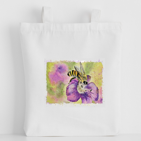Nature's Own - Luxury canvas tote bag, Bumble bee on flower, handprinted in Cornwall