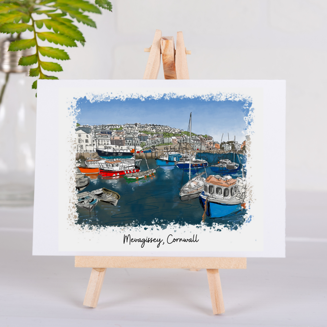 Art of Cornwall Greetings Card - Mevagissey, Cornwall