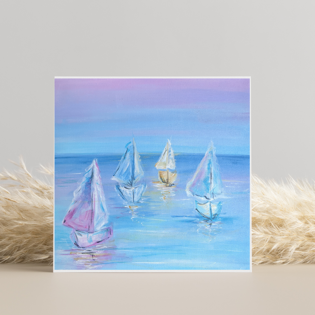 Nature's Own - Pastel Boats - Greetings Card