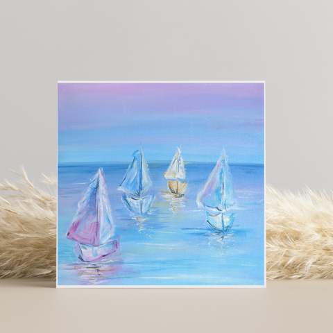 Nature's Own - Pastel Boats - Greetings Card