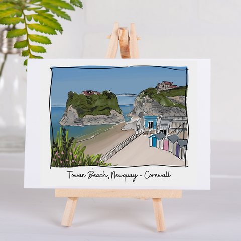 Art of Cornwall Greetings Card - Towan Beach, Newquay, Cornwall