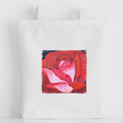 Nature's Own - Luxury canvas tote bag, Red Rose, handprinted in Cornwall