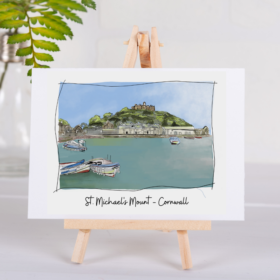 Art of Cornwall Greetings Card - St Michaels's Mount, Cornwall