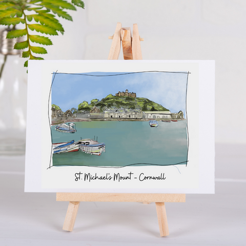 Art of Cornwall Greetings Card - St Michaels's Mount, Cornwall