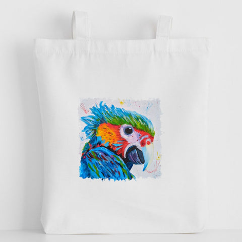 Nature's Own - Luxury canvas tote bag, rainbow parrot, handprinted in Cornwall