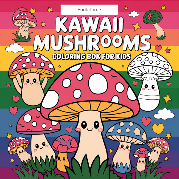 Bold and Easy Mushroom Kawaii Cute Coloring Pack