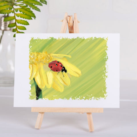 Nature's Own - Ladybird on Yelloe Flower - Greetings Card