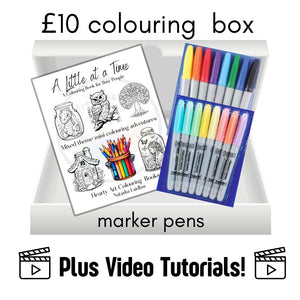 Adult Colouring Book Gift Set £10 / Craft Set Soft Cover Regular Edition with coloured pens markers