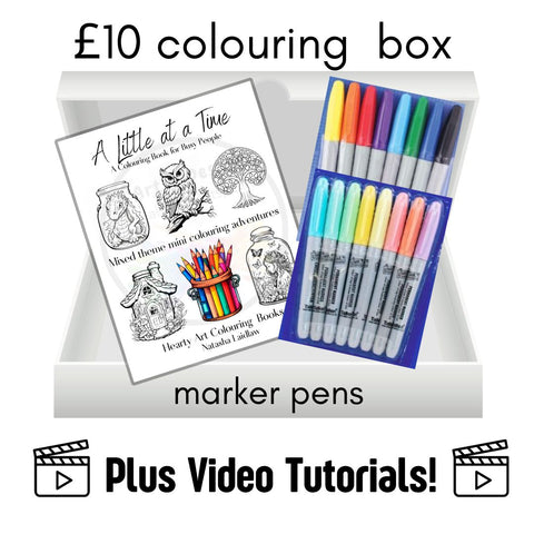 Adult Colouring Book Gift Set £10 / Craft Set Soft Cover Regular Edition with coloured pens markers