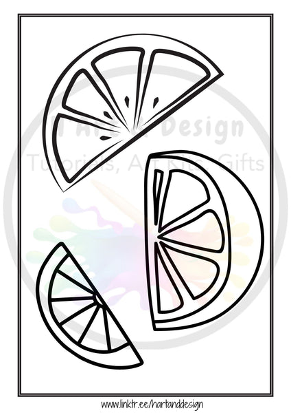 Citrus colouring in sheets, lemon, lime colouring page, learn to draw sheets, wellness journal, PRINTED