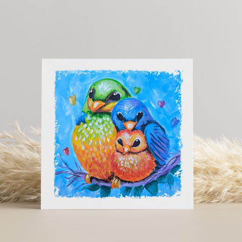 Nature's Own - Rainbow Bird Family - Greetings Card