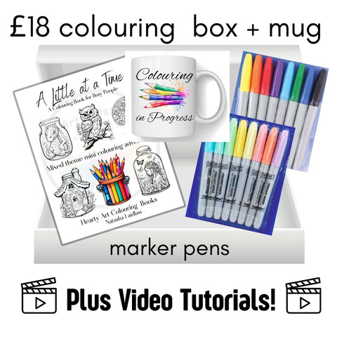 Adult Colouring Book Gift Set and mug £18 / Craft Set Soft Cover Regular Edition with coloured pens markers
