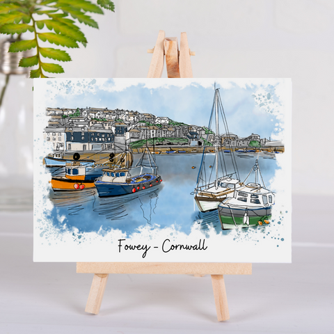 Art of Cornwall Greetings Card - Faowey, (Foweyscape)Cornwall