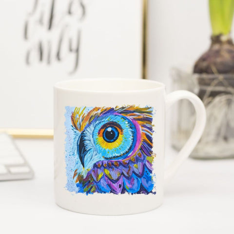 Nature's Own - Bone China Mug - Rainbow Owl Painting