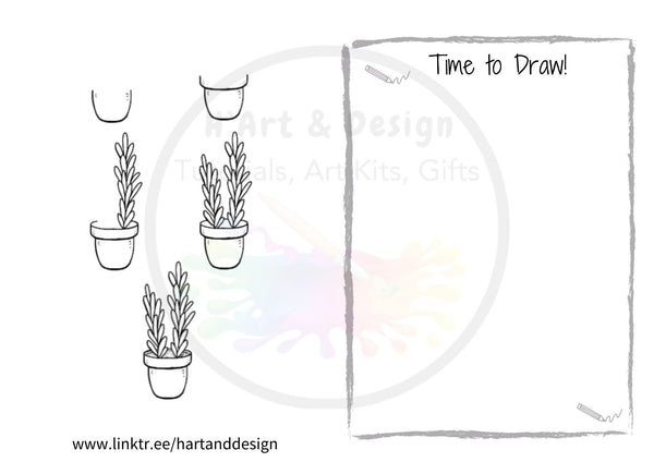 Potted Plants learn to draw pack Printed