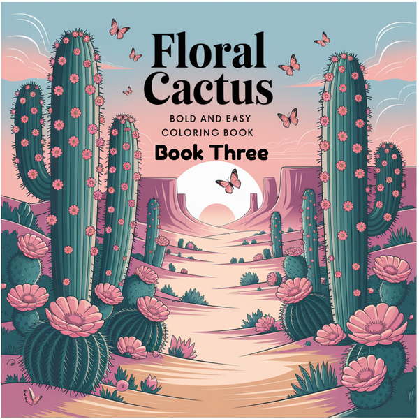 Bold and Easy Floral Satisfying Cactus Coloring Pack