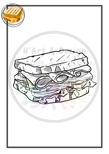 Sandwich printed colouring in and activity sheets for daily art wellness activities online you tube tiktok, instagram facebook PRINTED