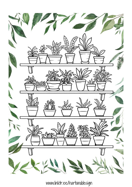 Potted Plants colouring in sheets - 30 pages printable colouring in, printable colouring page, download colouring page PRINTED
