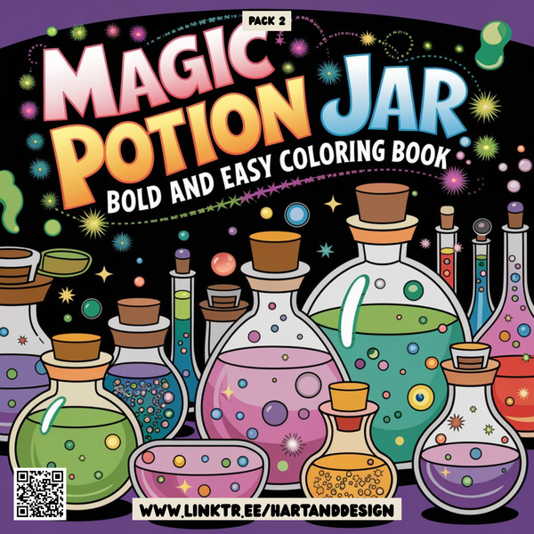 Bold and Easy Magic Potion Bottle Jar Colouring Pack Pages