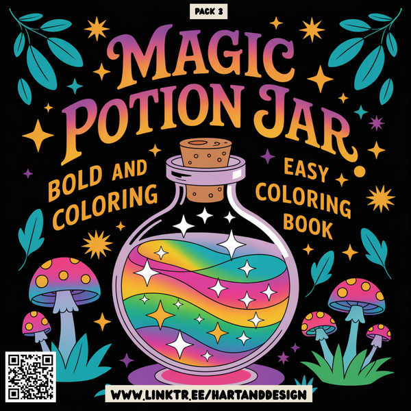 Bold and Easy Magic Potion Bottle Jar Colouring Pack Pages