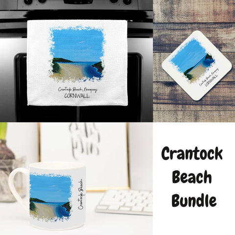 Crantock Beach Art Gift Homeware Bundle