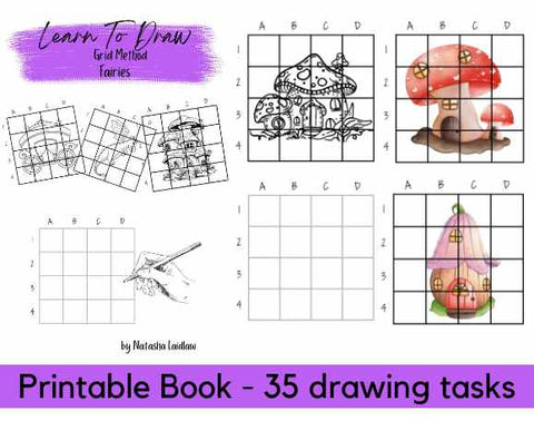 Learn to draw Fairies -grid method - for all ages at beginner level (download printable)