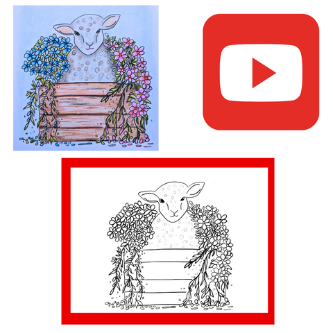 Free!!.. adult colouring page of a cute spring lamb - HartandDesign