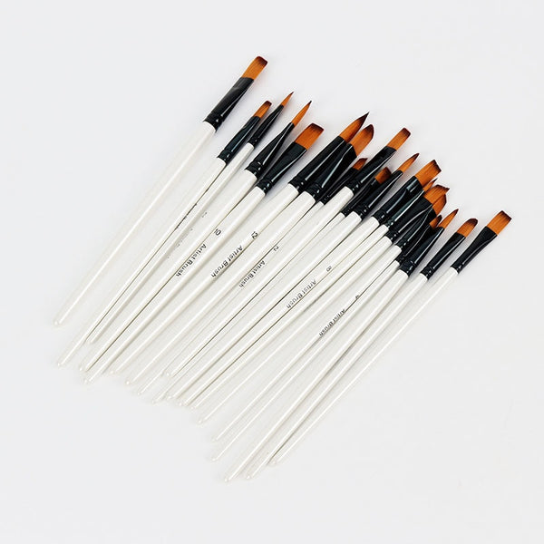 Two-tone Nylon Hair Brush Pearl White Wood Pole for Oil Paint for Hair Watercolor Brush for Beginners 6 Pcs/set Art Paint Brush