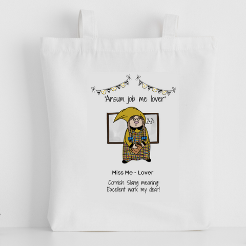 Cornish Gnome 'Miss Me Lover' Tote Bag - personalise option - Cornish Teacher Gift