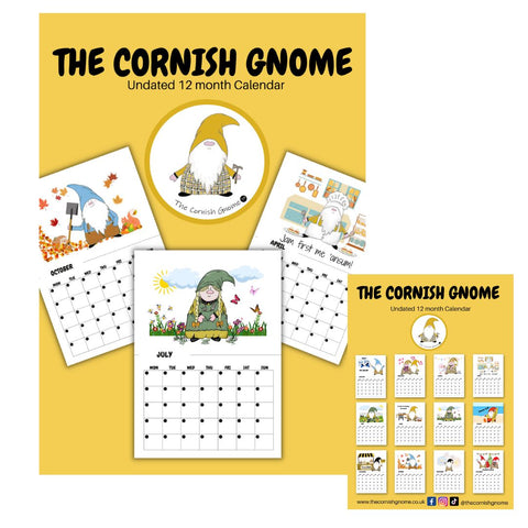 Yearly Calendar - Undated -The Cornish Gnome