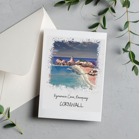Art of Cornwall Greetings Card - Kyanance Cove, Cornwall