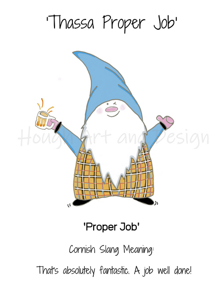 Cornish Gnome 'Proper Job' Tote Bag - personalise option