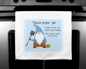 The Cornish Gnome Farmer Proper Job Teatowel