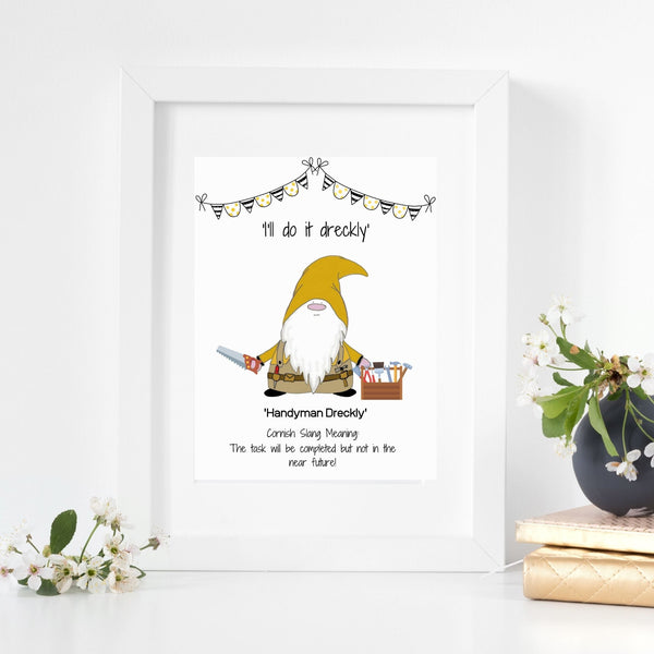 The Cornish Gnome Handyman Dreckly Framed Print