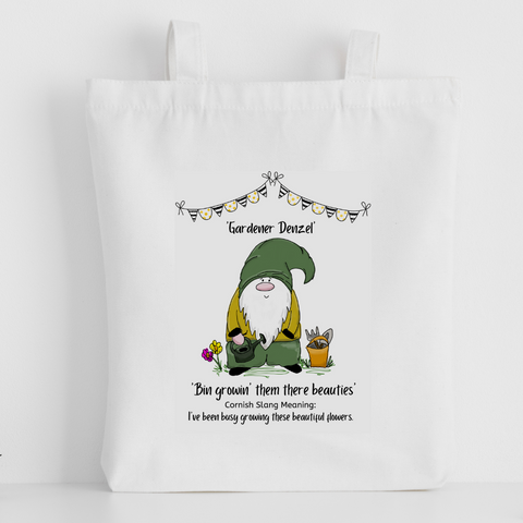 Cornish Gnome 'Gardener Denzel' Tote Bag - personalise option