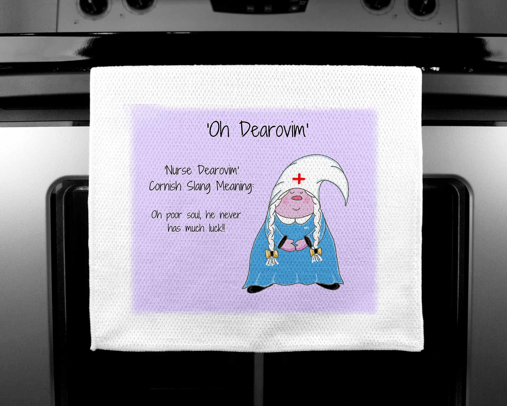 The Cornish Gnome Nurse Dearovim Teatowel